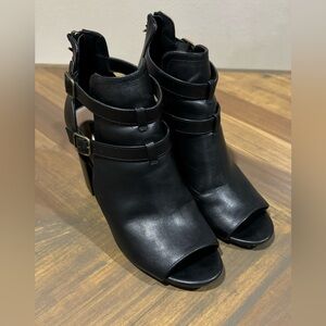 Parker & Sky | Marsha Black Shoe Heels Open Toe Zipper Back Women's Size 8